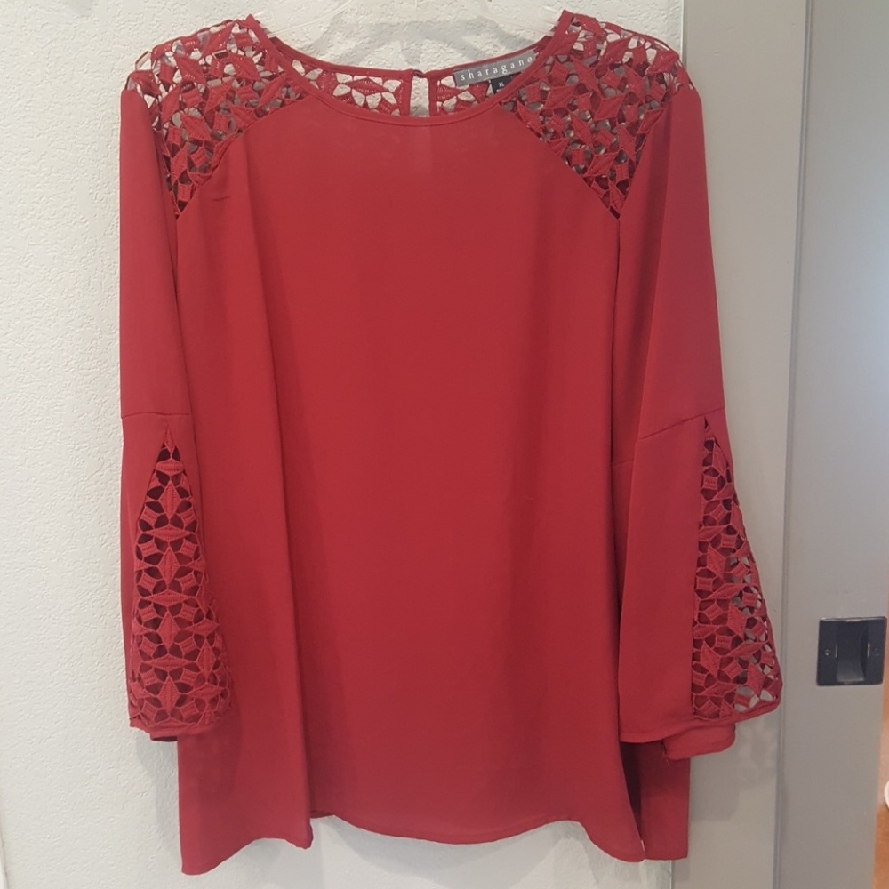 Burgundy flared sleeve blouse